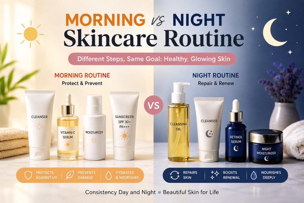 Morning vs Night Skincare Routine